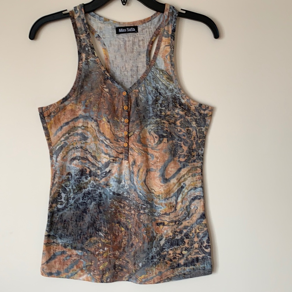 Miss Sasa Top L Racerback Tank Top. 17” pit to pit